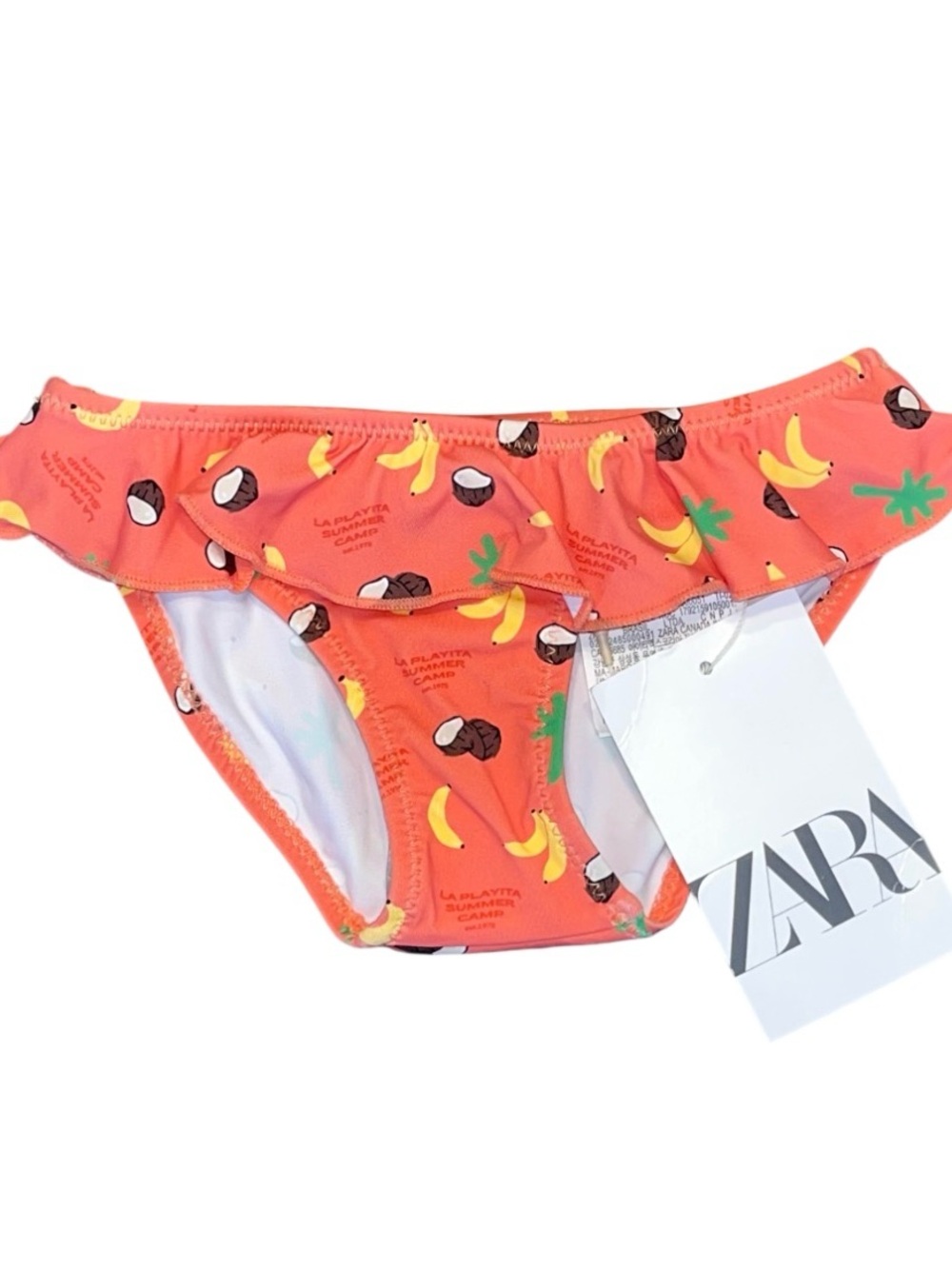 Zara Orange Banana Coconut Ruffle Bikini Bottoms 3 Years Infant NWT
